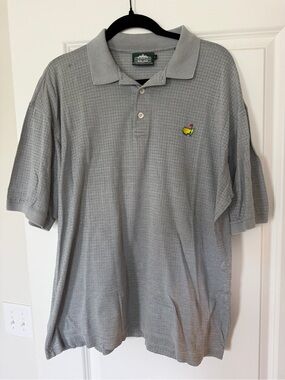 Masters Light Gray Polo with Yellow Crest Accent